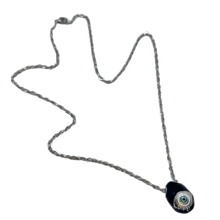 necklace steel silver egg black1